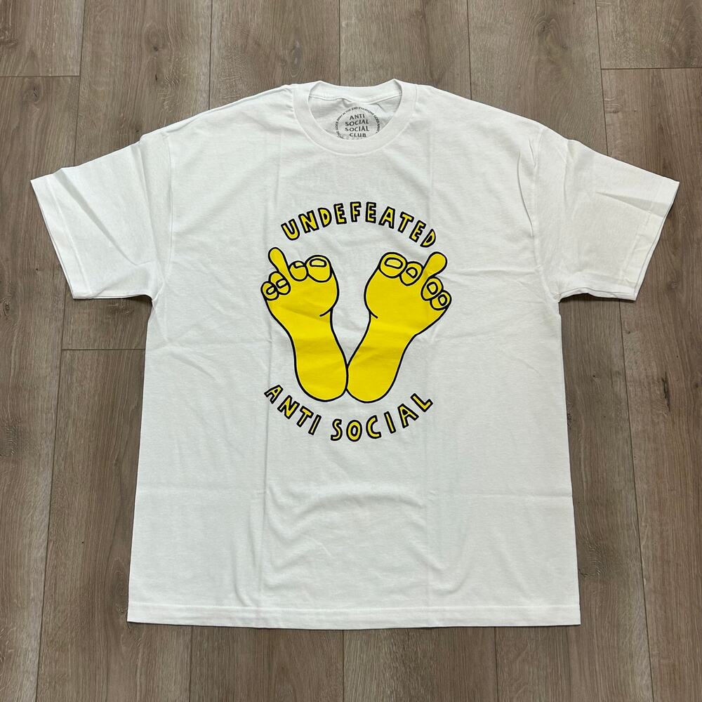 Anti Social Social Club x Undefeated Middle Finger Tee T Shirt size XL White B2